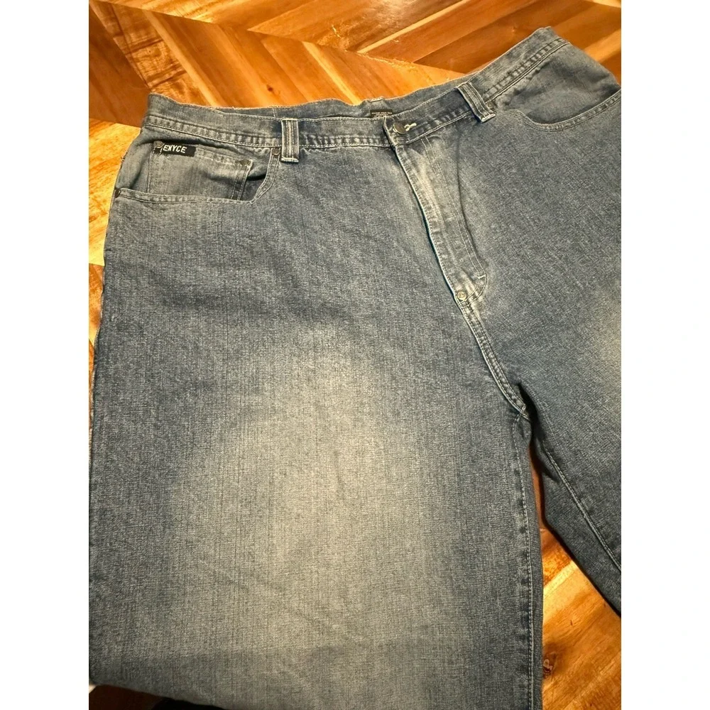 ENYCE‎ Vtg jeans men's 42 blue stitched Logo Patch Wide Streetwear Y2K